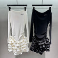 Miumiu 2026 Off-the-shoulder Tiered Dress Black and White Cotton