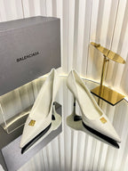 Balenciaga 2026 Avenue BB Editor 85mm Pump White Calfskin 616566
