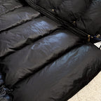 Moncler 2025 Chamer Wool-Trimmed Hooded Long Jacket Black Down
