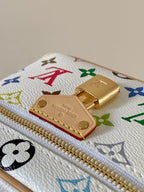LV 2026 Vanity Chain Pouch 19cm White mix Multicolor Canvas Cowhide 252195