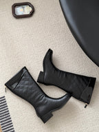 CC 2025 Vintage Cambon Mid-Calf Boots Black Cowhide 550636