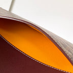 CHYPRE WALLET-POUCH 21 IN WINE RED GOYARDINE CANVAS AND CALFSKIN