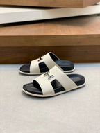 HM Men's Slide White Cowhide Leather 588995