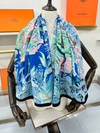 FAUBOURG TROPICAL SHAWL 140 CM IN COLORFUL CASHMERE AND SILK 379770