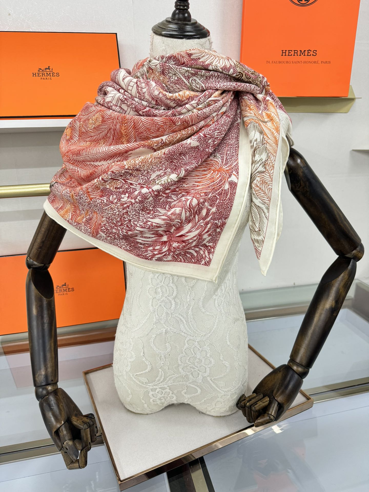 FAUBOURG TROPICAL SHAWL 140 CM IN COLORFUL CASHMERE AND SILK 379772