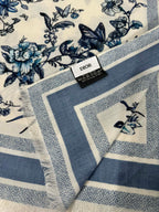 SCARF 180 CM IN WHITE MIX LIGHT BLUE CASHMERE AND SILK 408420