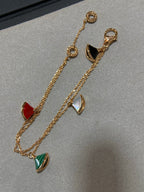 BVL 4 MOTIF MOP GOLD DOUBLE CHAIN BRACELET