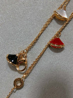 BVL 4 MOTIF MOP GOLD DOUBLE CHAIN BRACELET