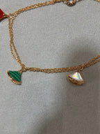 BVL 4 MOTIF MOP GOLD DOUBLE CHAIN BRACELET