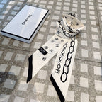 CC Slim Bandeau 120 CM In White Black Silk Twill  166317