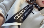 CC Slim Bandeau 120 CM In Black White Silk Twill  166318