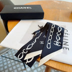 CC Slim Bandeau 120 CM In Black White Silk Twill  166318