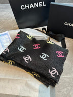 CC Scarf 180 CM In Black Mix Rainbow Cashmere And Wool Mix Mulberry Silk 340229