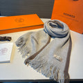 Scarf 180 CM In Grey Mix Brown Cashmere 376518