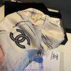 CC Scarf 200 CM In White With Black Stripes Cashmere 385515