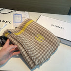 CC Scarf 190 CM In Brown White Mix Yellow Serrated Shape Cashmere 387911