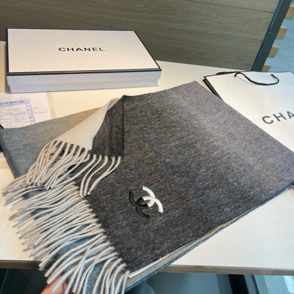 CC Scarf 180 CM In Black Blue Mix White Yellow Cashmere 387917