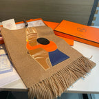 Scarf 200 CM Brown Cashmere And Leather  394476