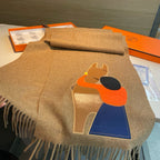 Scarf 200 CM Brown Cashmere And Leather  394476