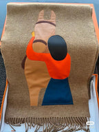 Scarf 200 CM Brown Cashmere And Leather  394476