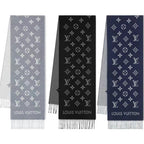 ALL ABOUT MONOGRAM SCARF 185 CM IN BLACK WOOL 394497