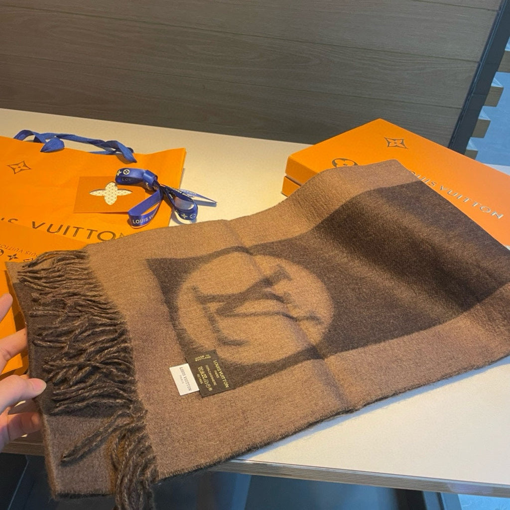 SCARF 180 CM IN MEDIUM BROWN CASHMERE 398244