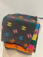 CC Scarf 180 CM In Black Mix Rainbow Cashmere And Wool Mix Mulberry Silk 401988
