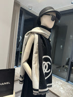 CC Scarf 190 CM In White Mix Black Cashmere And Wool 401998
