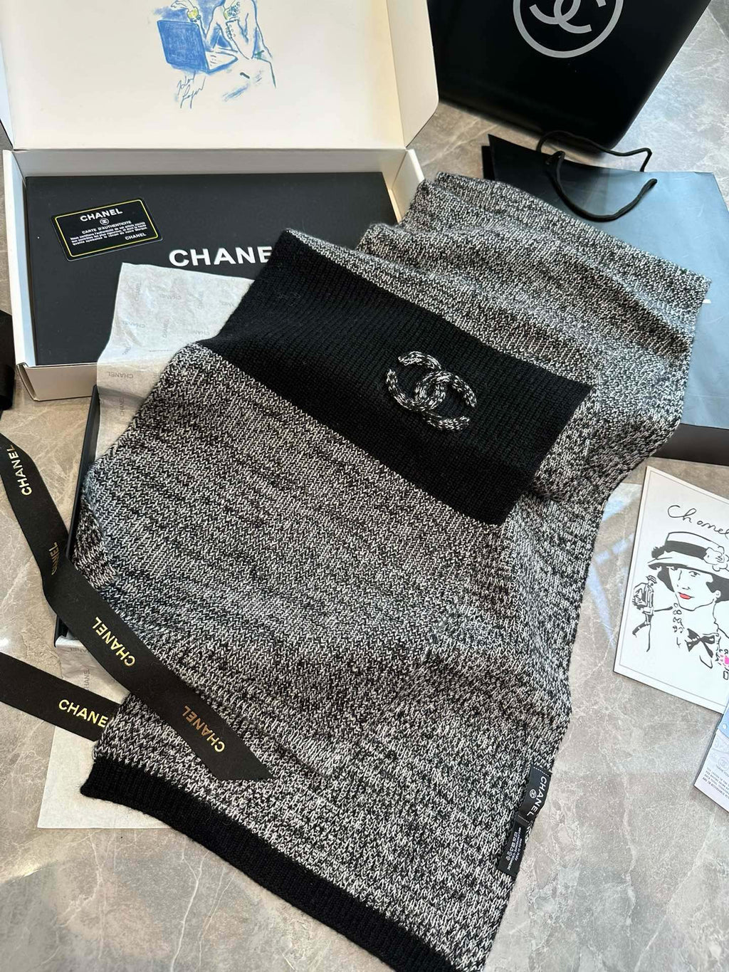 CC Scarf 200 CM In Black Cashmere 403783