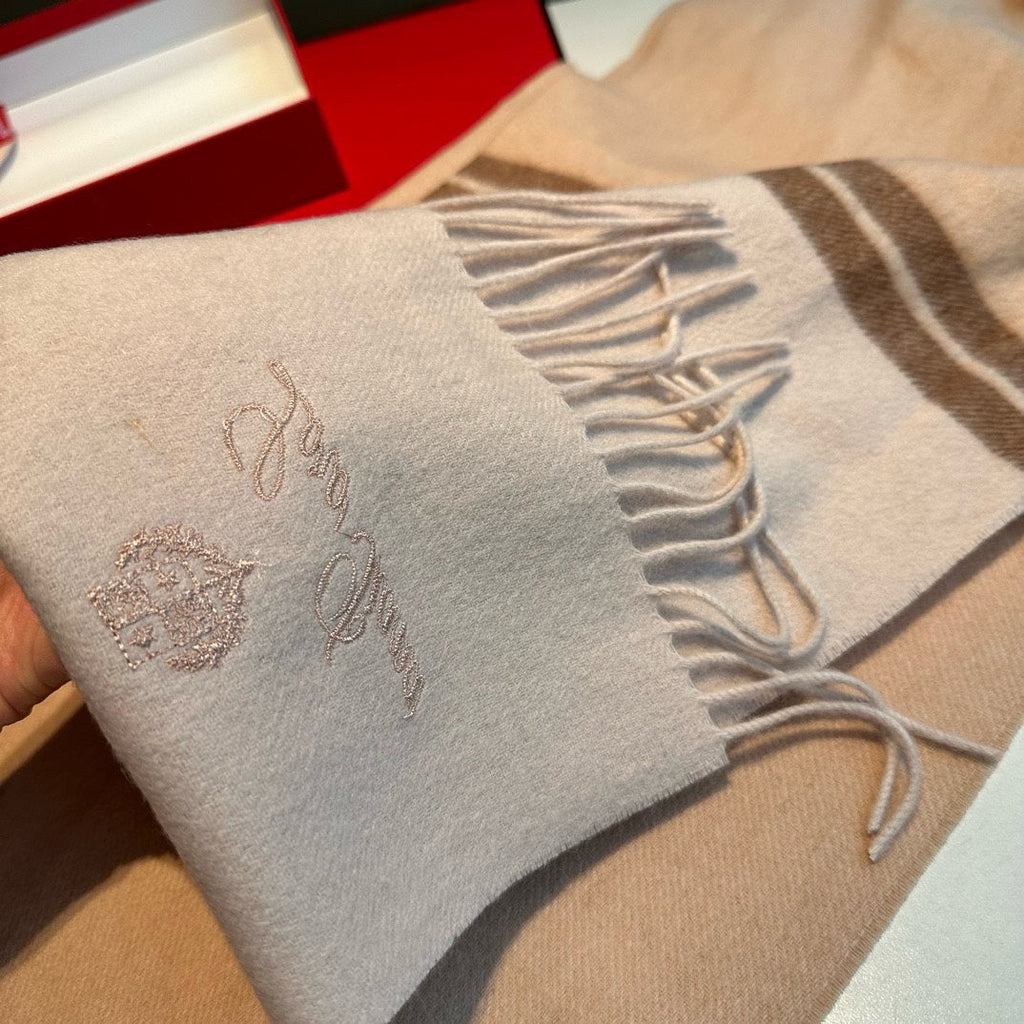 LP Grande Unita Scarf 180 CM In White Mix Beige Cashmere 403789