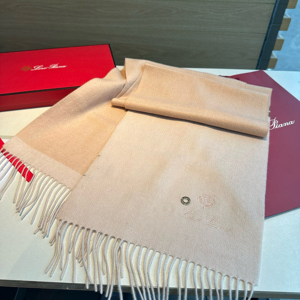 LP Grande Unita Scarf 180 CM In White Mix Beige Cashmere 403789