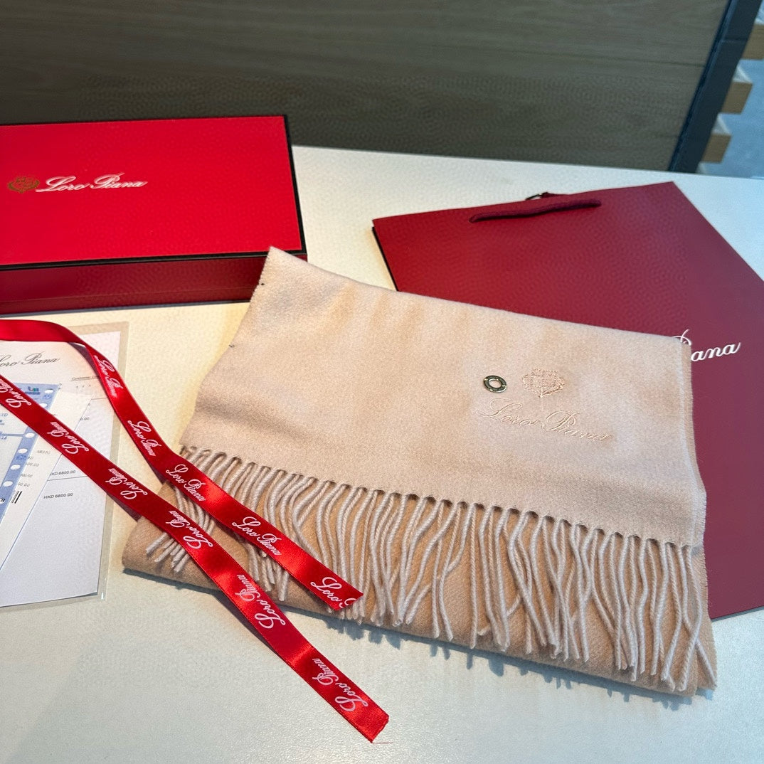LP Grande Unita Scarf 180 CM In White Mix Beige Cashmere 403789