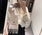 LP Grande Unita Scarf 180 CM In White Mix Brown Earth Cashmere 403790