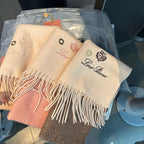 LP Grande Unita Scarf 180 CM In White Mix Brown Earth Cashmere 403790