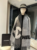 CC Scarf 200 CM In Dark Grey Mix Light Grey Fleece Wool 405153