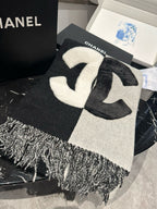 CC Scarf 200 CM In Black Mix White Fleece Wool  405155