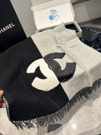CC Scarf 200 CM In Black Mix White Fleece Wool  405155