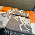 Scarf 180 CM Grey Black Mix Light Grey Wool