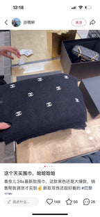 CC Scarf 195 CM In Black White Cashmere 418285