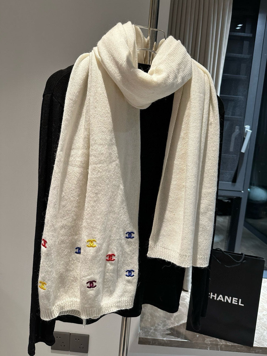 CC Scarf 195 CM In White Colorful Cashmere 418286