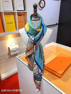 HM Elegant Knight 140 CM Blue White Cashmere and Silk 293100