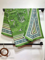 HM 26ss Amazon  Scarf 90 Green Colorful Twill Silk 126340