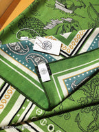 HM 26ss Amazon  Scarf 90 Green Colorful Twill Silk 126340