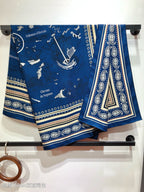 HM 26ss Amazon  Scarf 90 Blue Colorful Twill Silk 126339