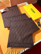 FF 200CM Scarf Dark Brown Wool Cashmere 103252