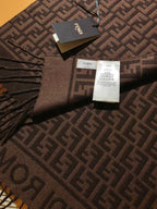 FF 200CM Scarf Dark Brown Wool Cashmere 103252