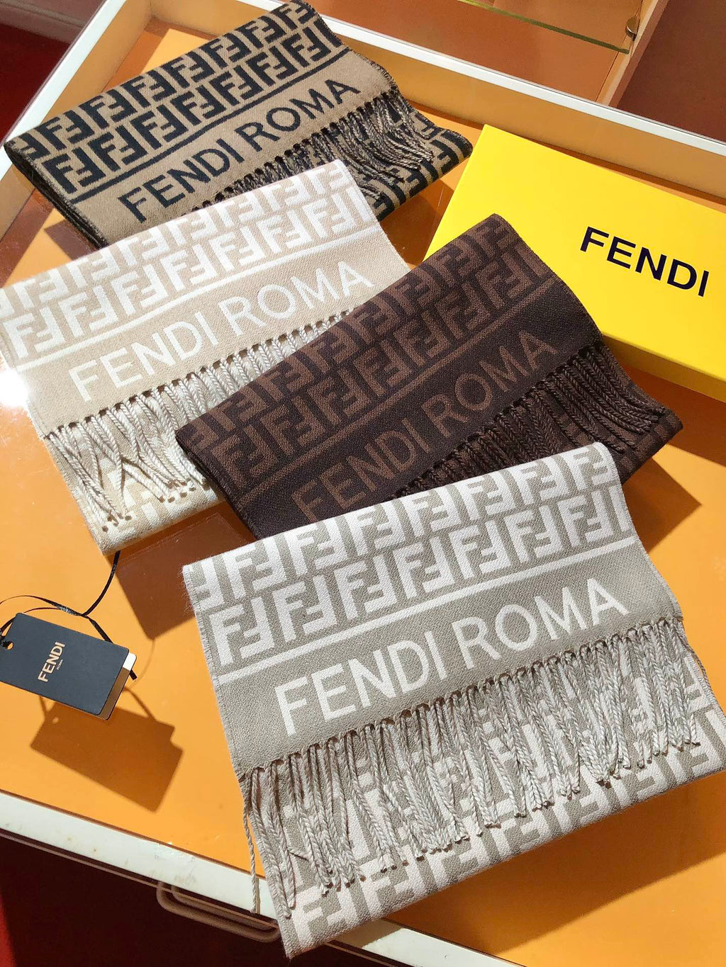 FF 200CM Scarf Beige Wool Cashmere 103255