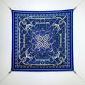 HM 26s Horse Scarf 90 Dark Blue Colorful Cashmere Silk 138043