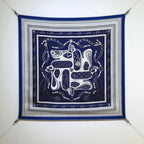HM 26ss Amazon  Scarf 90 Dark Blue White Twill Silk 132411