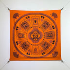 HM 26ss Double Sided Scarf 90 Orange Black Twill Silk 134423